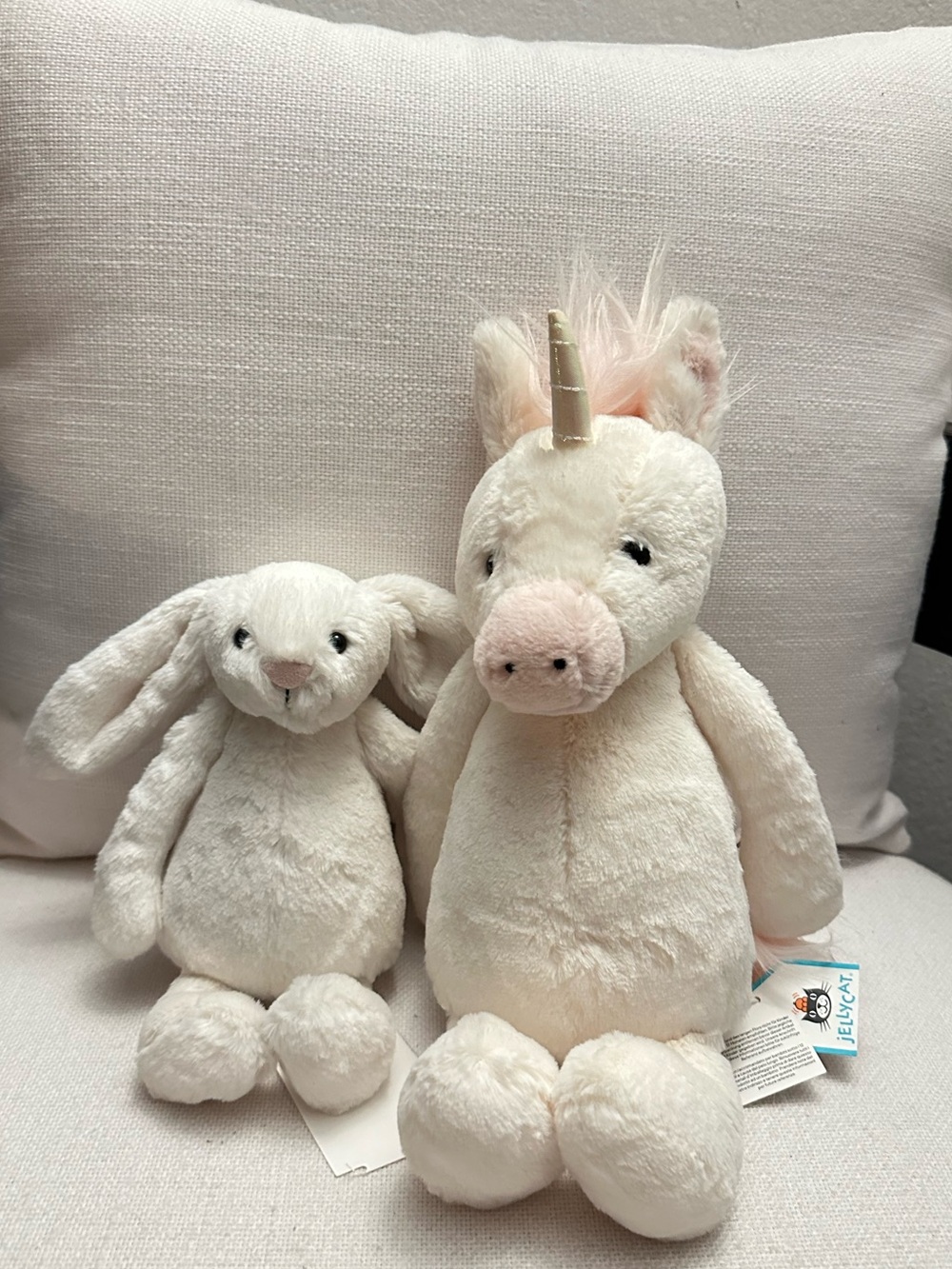 Jellycat Plush Unicorn and JellyCat Bashful cream Bunny Plush